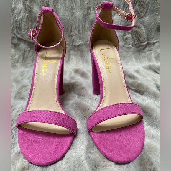 ✨HOST PICK✨ Lulus Taylor Fuchsia Suede Ankle Strap Heels size 7.5 - Picture 2 of 7
